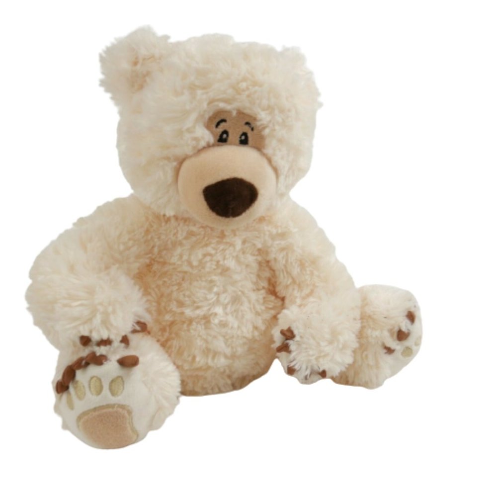 First and Main Chucklebeary Soft White Poly Bean Filled Weighted Plush Bear